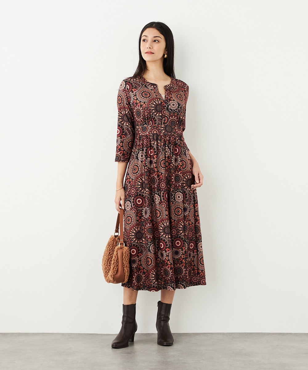 アラベスクプリントジャージワンピース