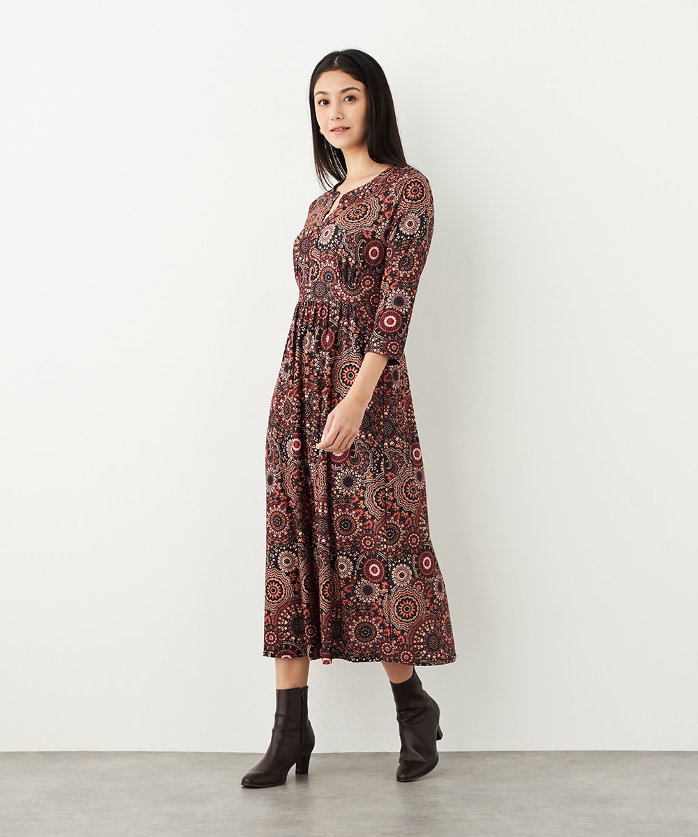 アラベスクプリントジャージワンピース