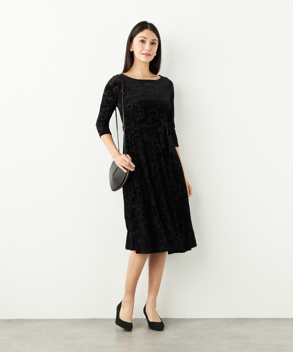 フラワーベロアワンピース