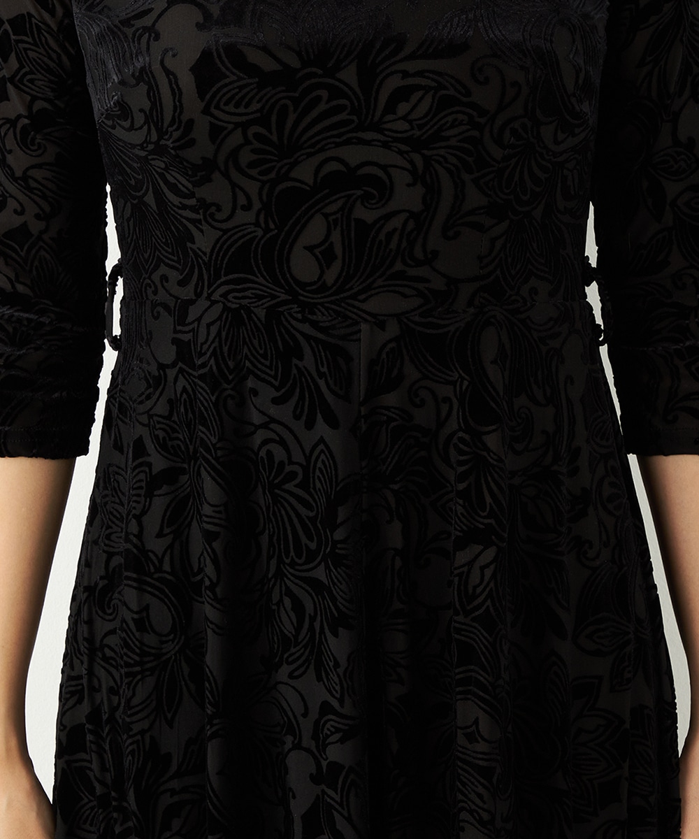 フラワーベロアワンピース