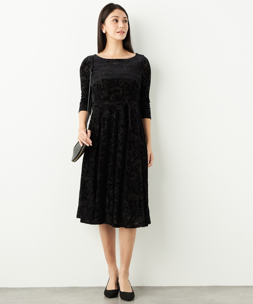 フラワーベロアワンピース