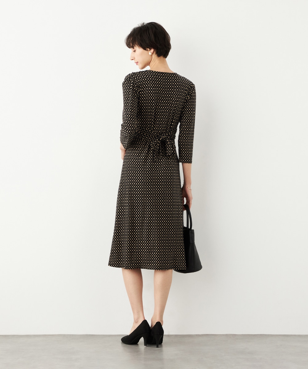 プチ幾何学プリントジャージワンピース