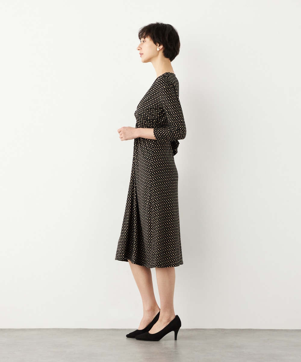 プチ幾何学プリントジャージワンピース