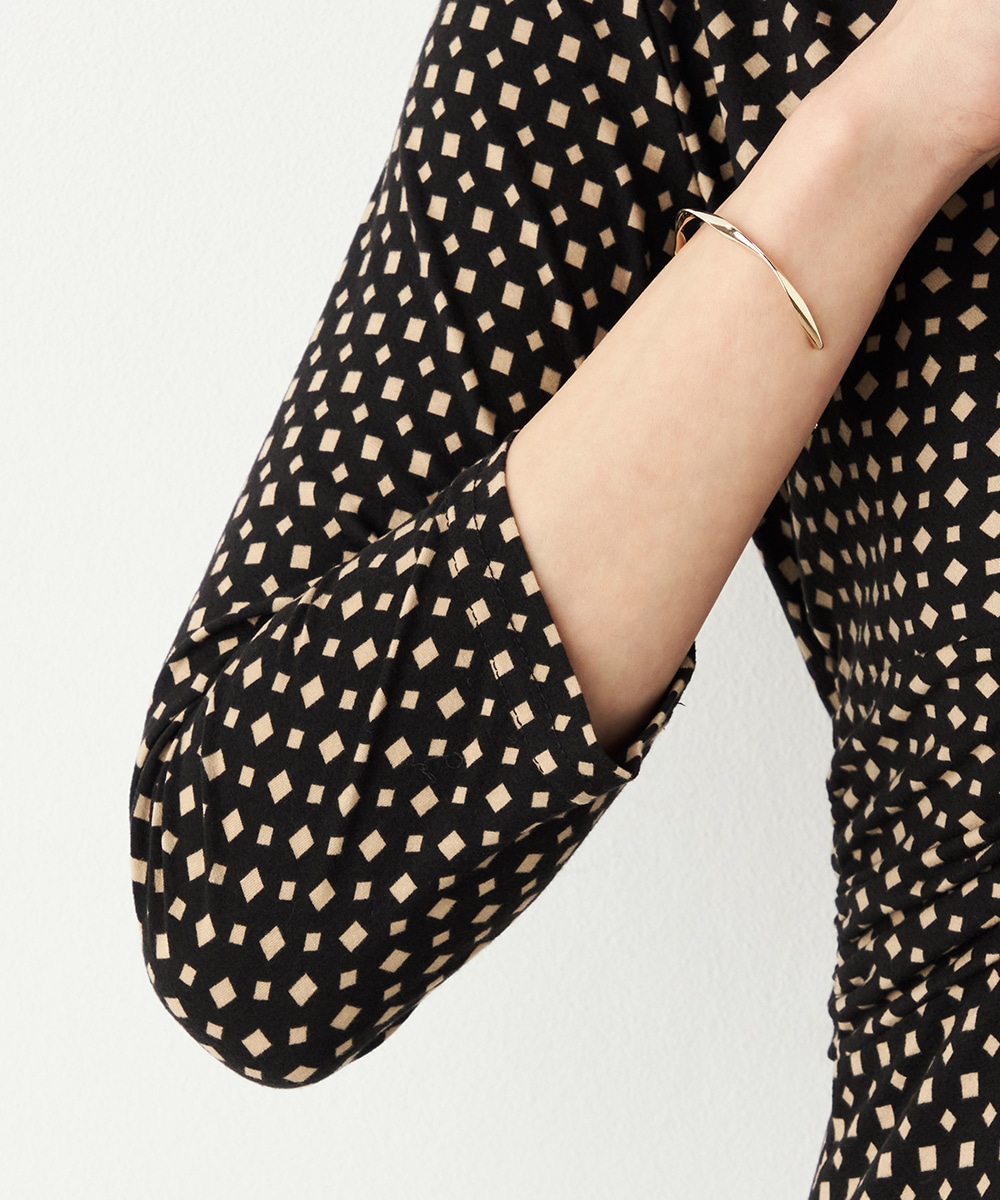 プチ幾何学プリントジャージワンピース