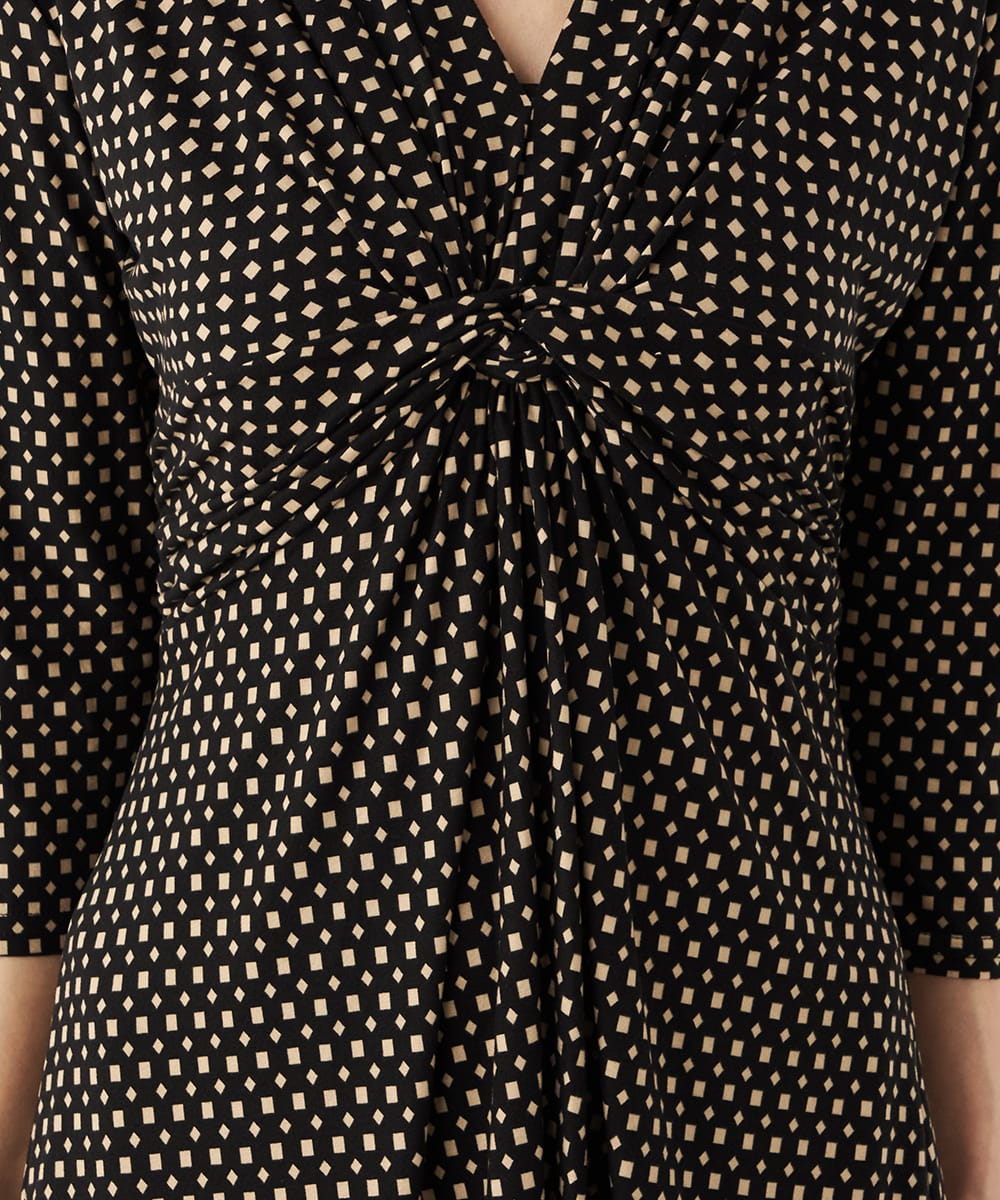 プチ幾何学プリントジャージワンピース