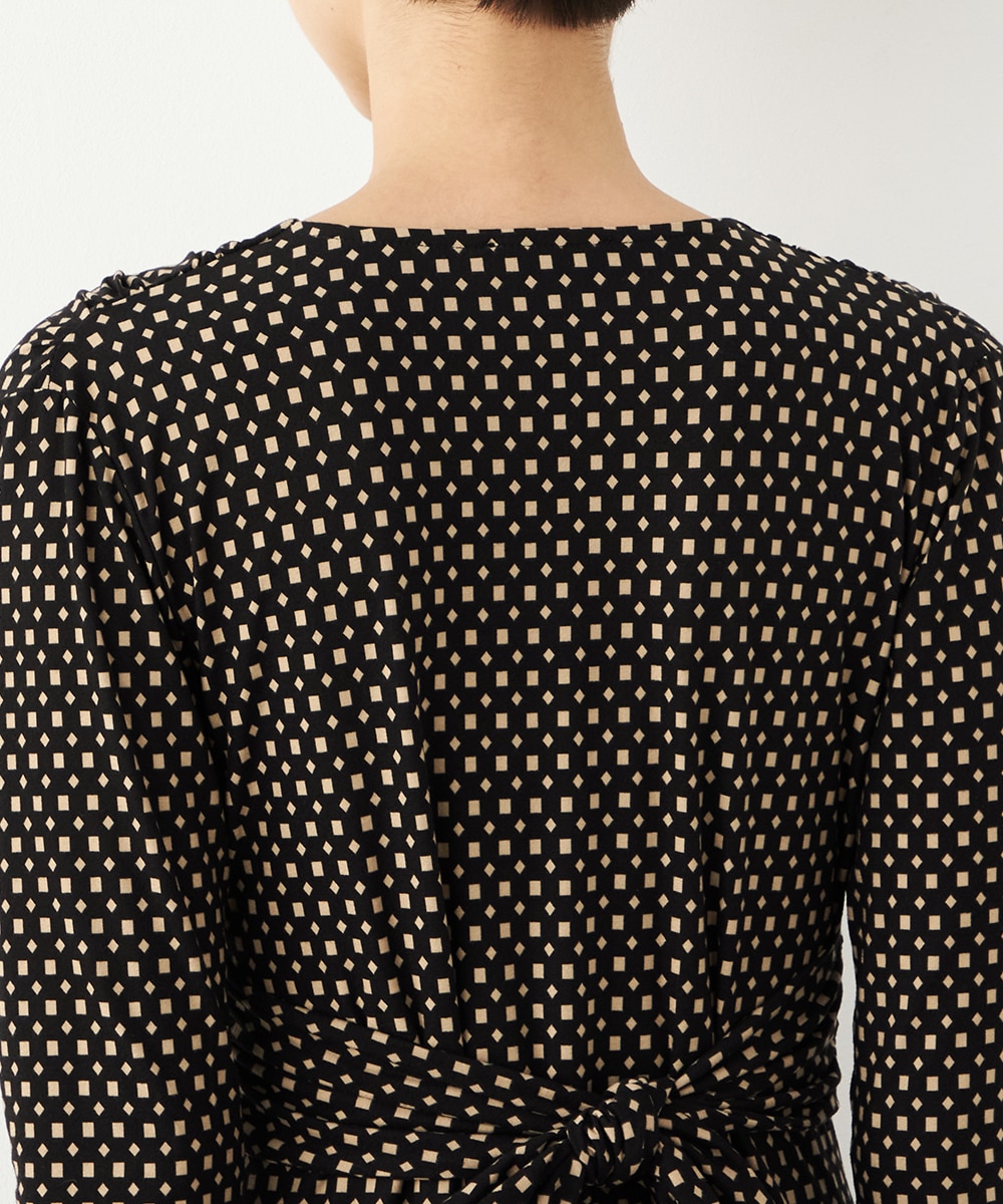 プチ幾何学プリントジャージワンピース