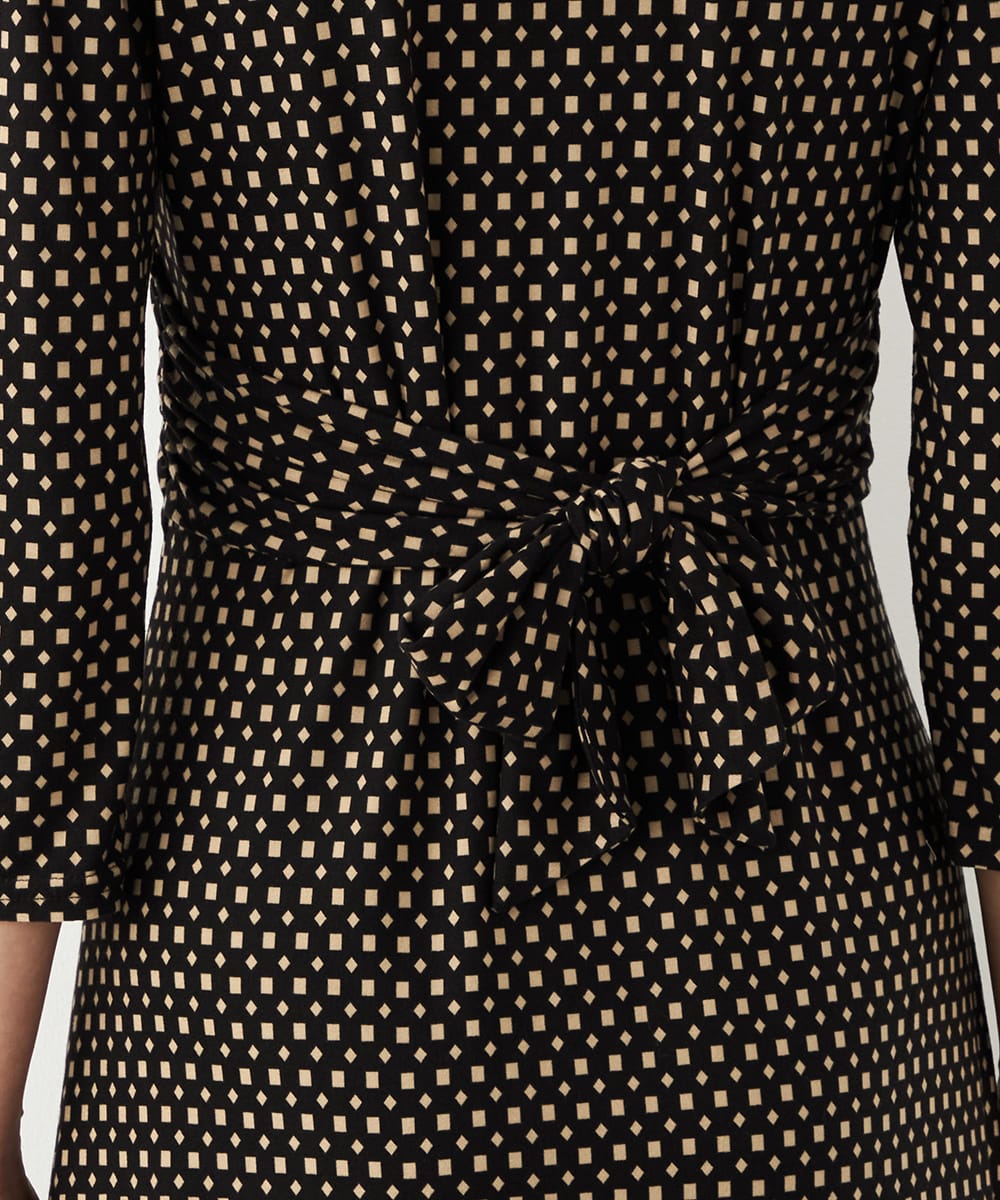 プチ幾何学プリントジャージワンピース