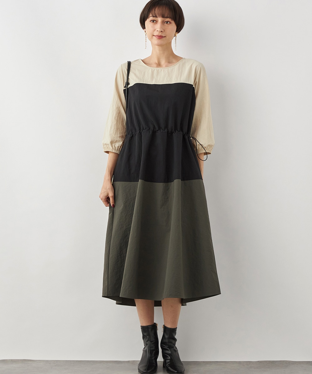 バイカラーリラックスワンピース