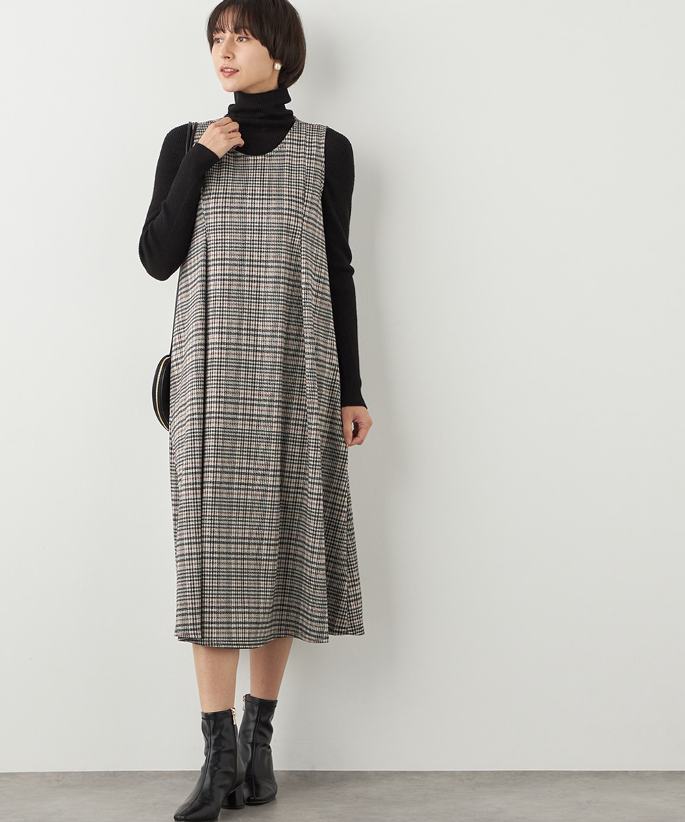 ラメ千鳥Aラインワンピース