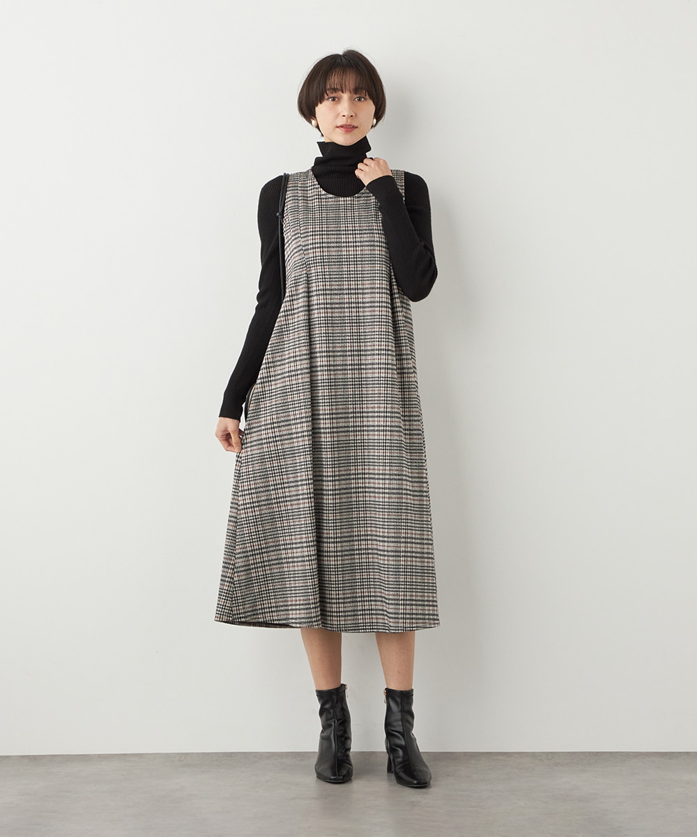 ラメ千鳥Aラインワンピース