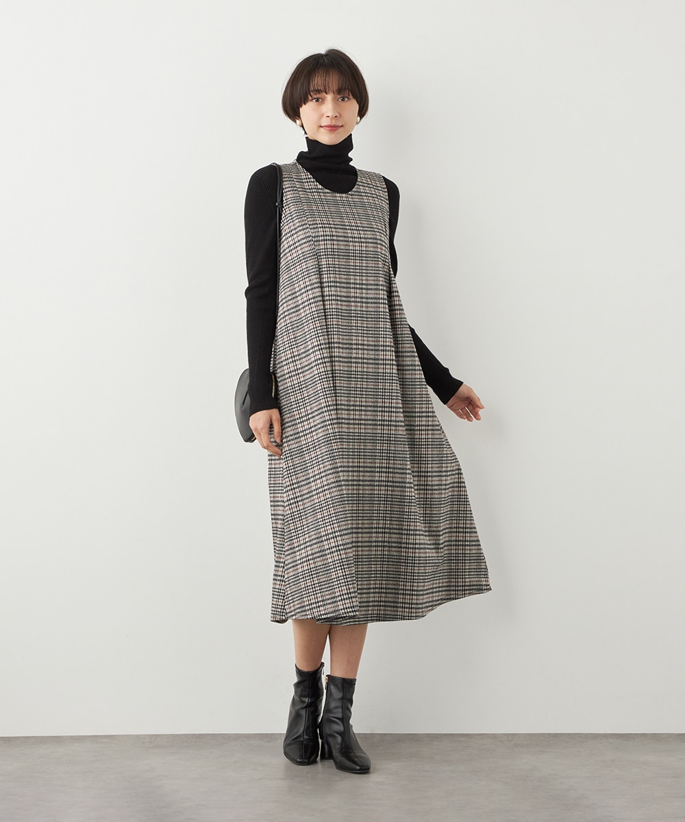 ラメ千鳥Aラインワンピース