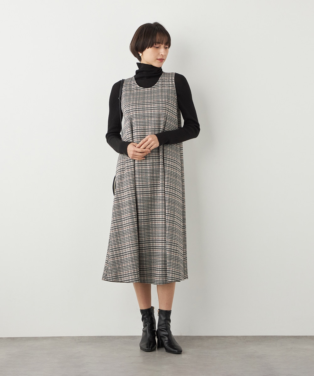 ラメ千鳥Aラインワンピース