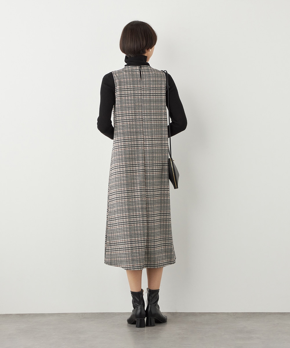 ラメ千鳥Aラインワンピース