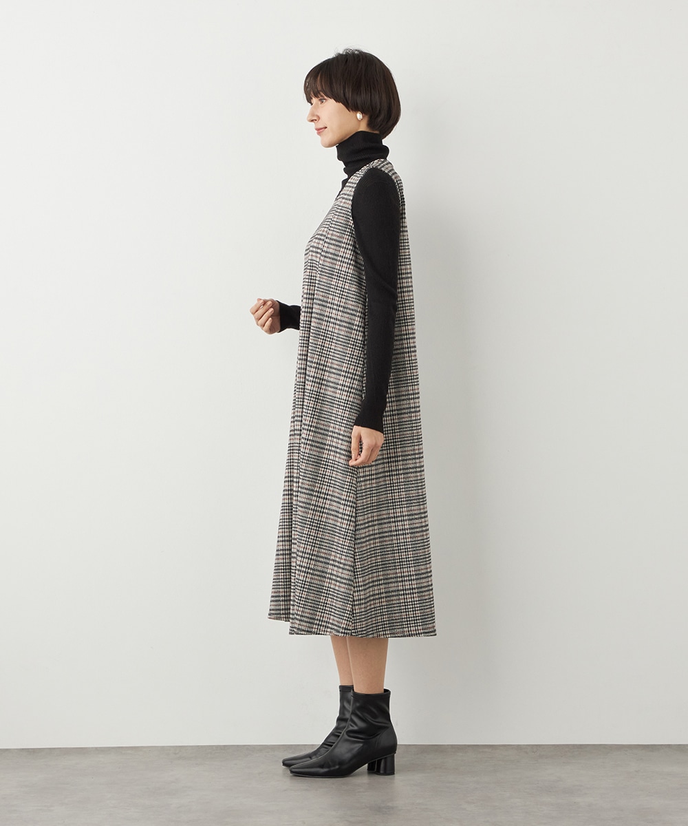 ラメ千鳥Aラインワンピース