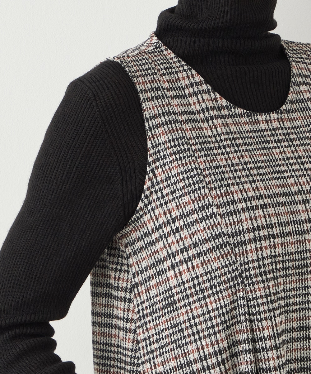 ラメ千鳥Aラインワンピース