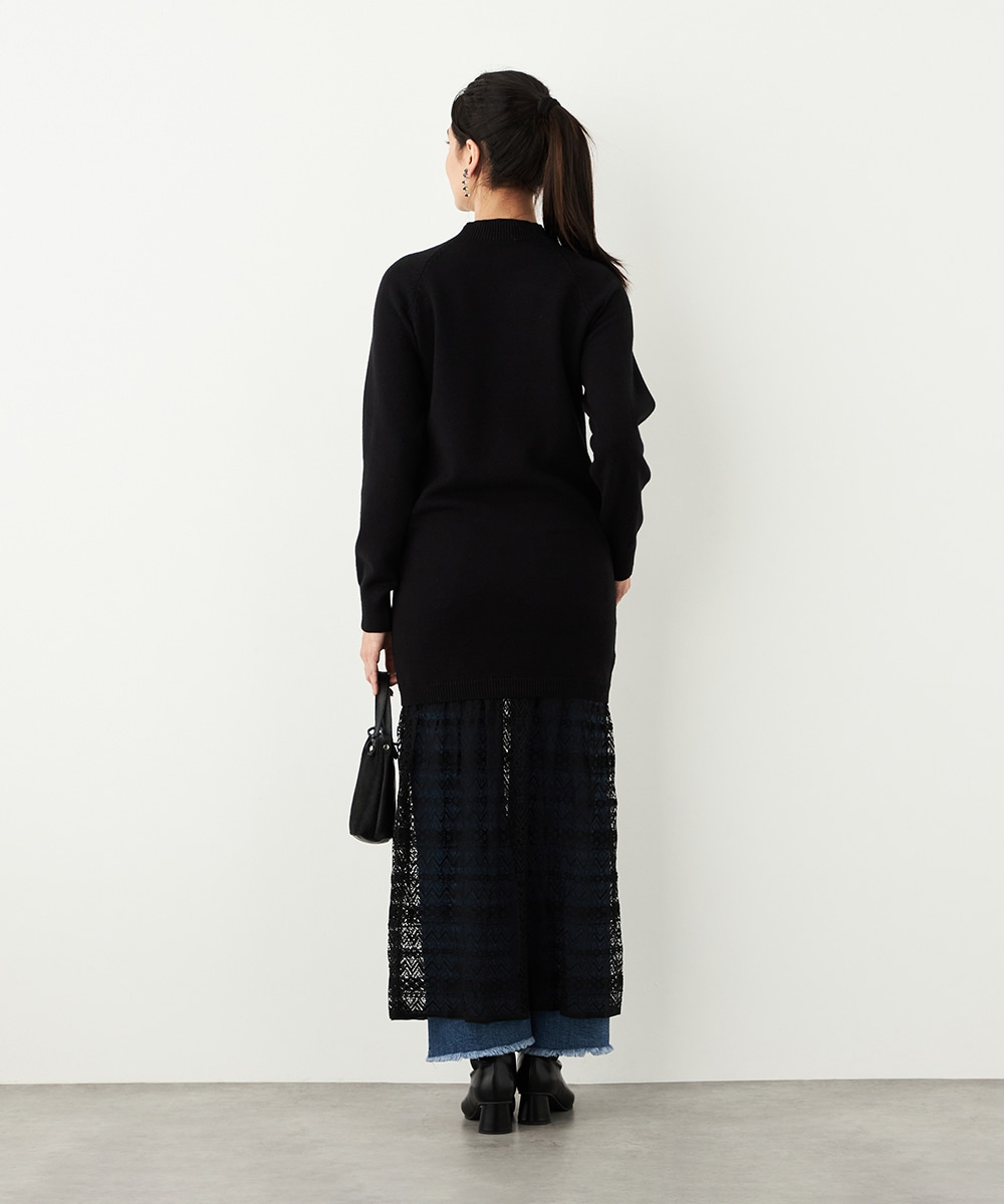 レース切り替えニットワンピース