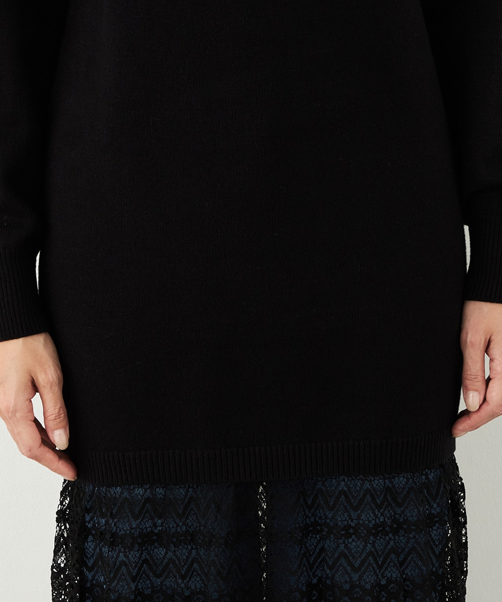 レース切り替えニットワンピース