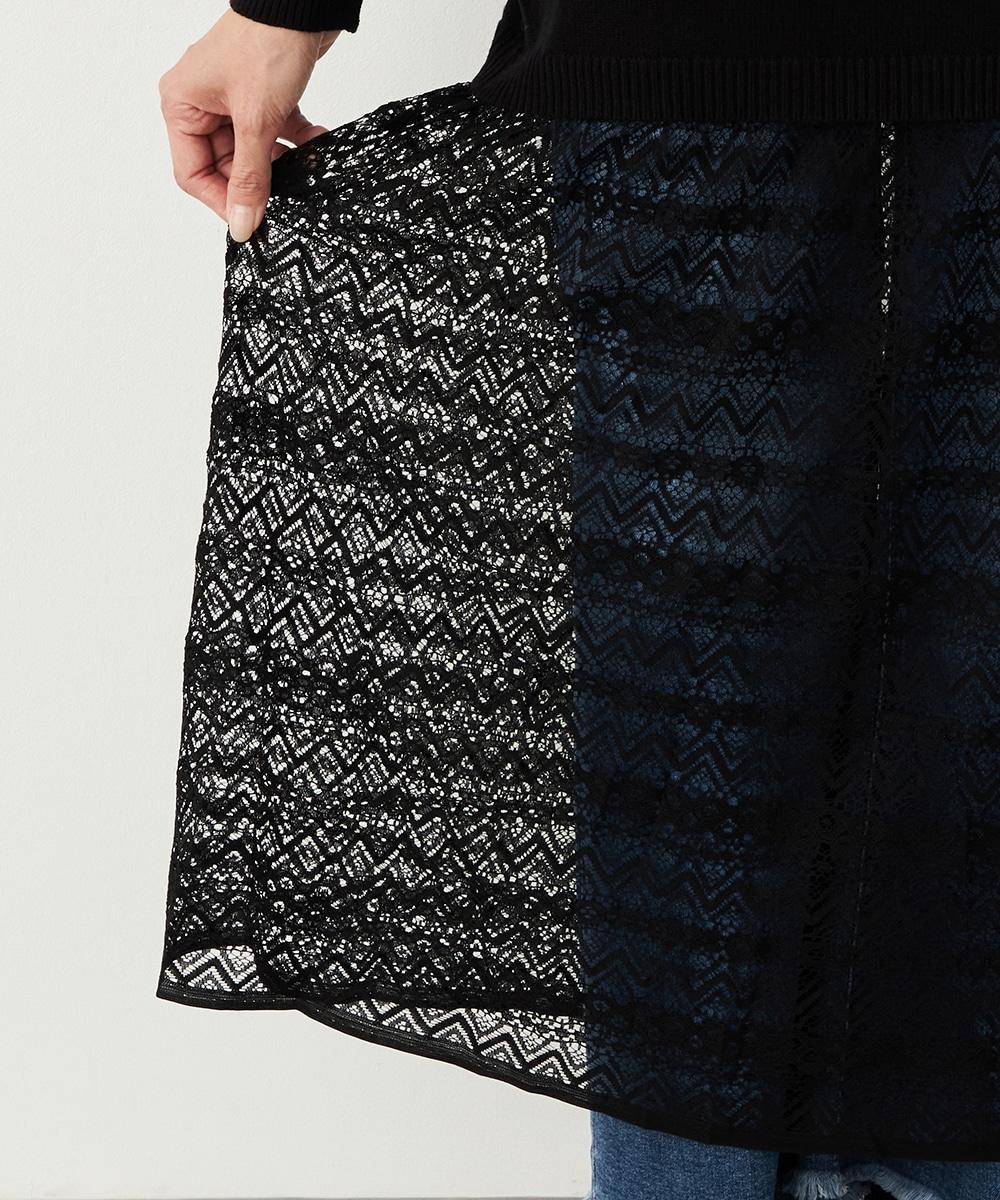 レース切り替えニットワンピース