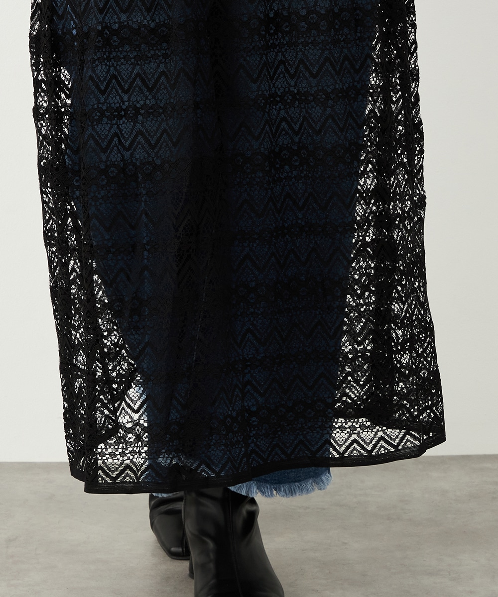 レース切り替えニットワンピース