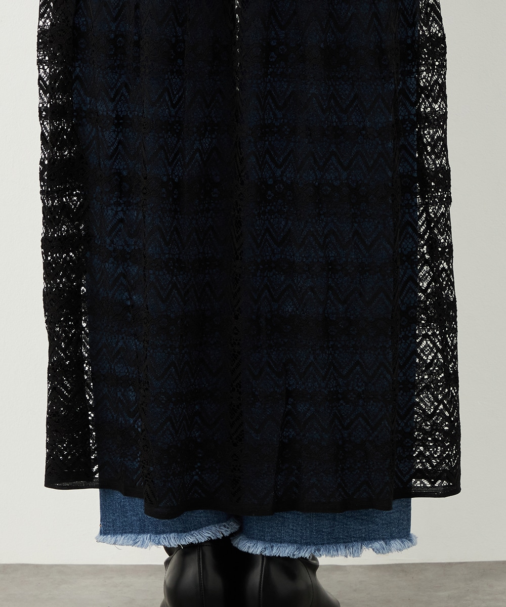 レース切り替えニットワンピース