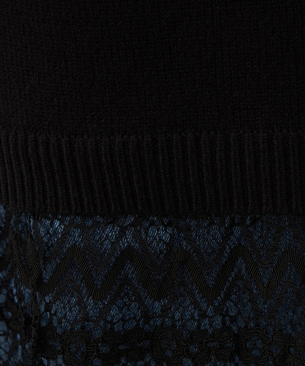 レース切り替えニットワンピース