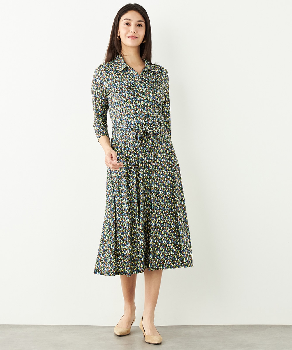  armoire capriceのアート幾何学プリントジャージワンピース