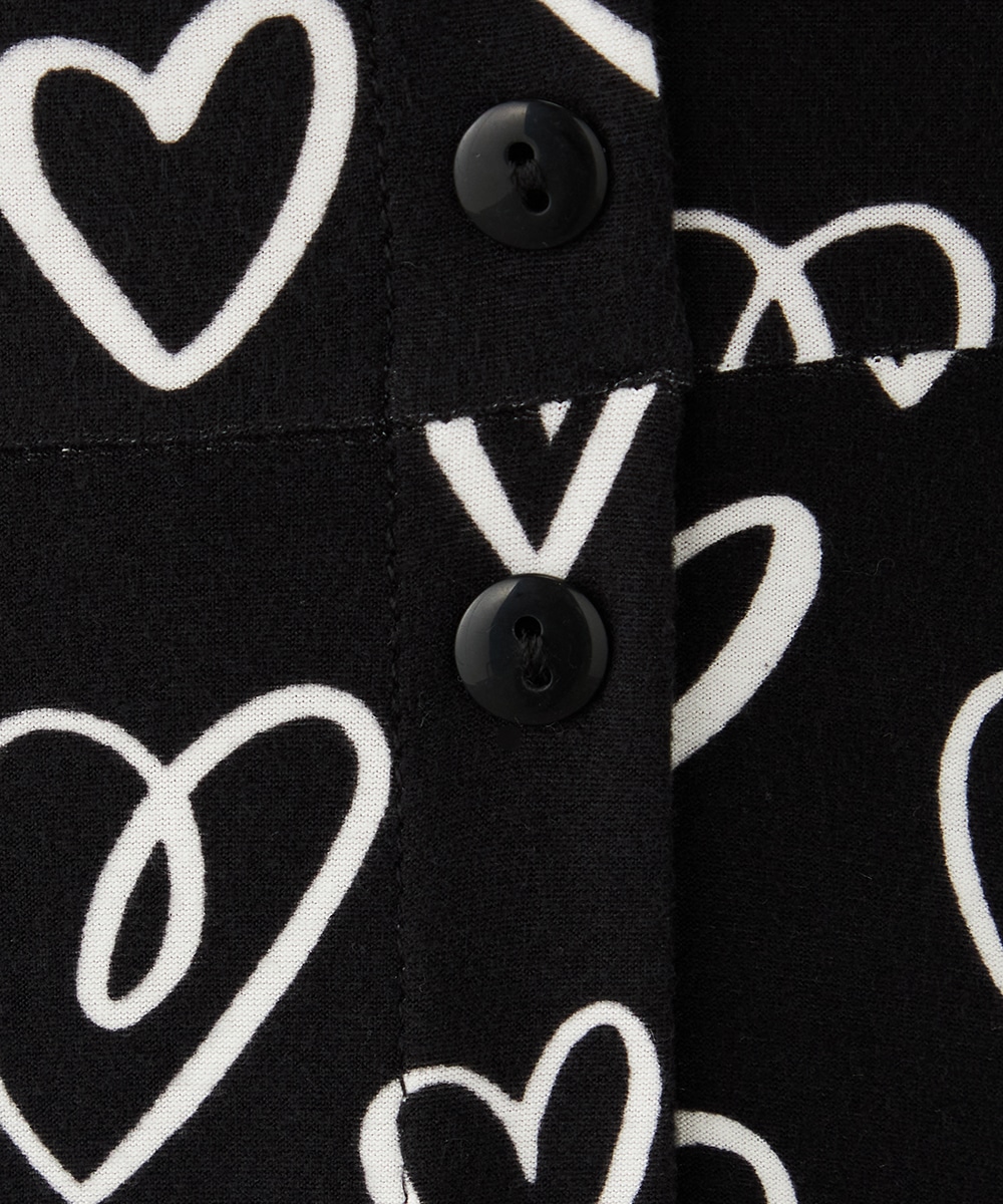 モノトーンハートプリントジャージワンピース