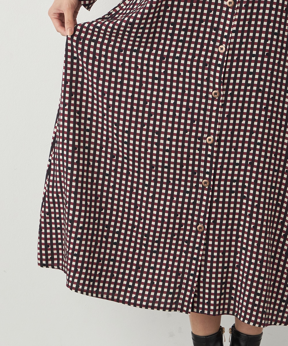 チェックドットボウタイワンピース