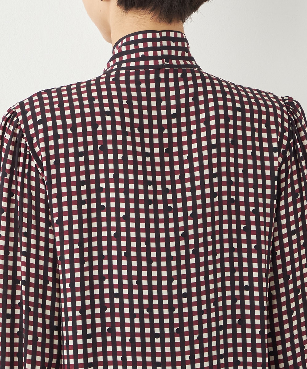 チェックドットボウタイワンピース