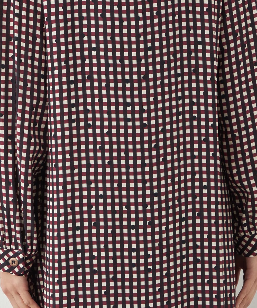 チェックドットボウタイワンピース