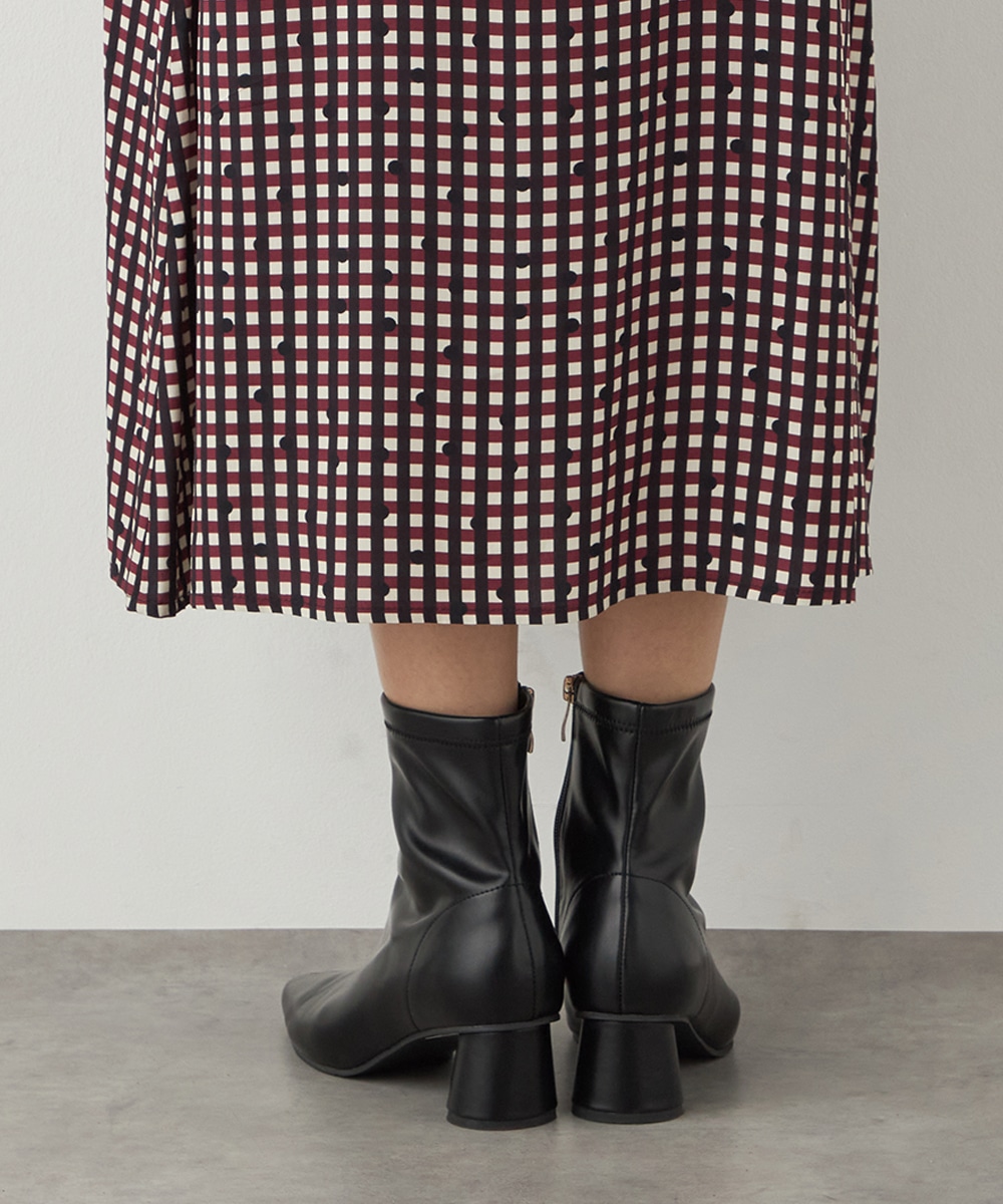 チェックドットボウタイワンピース