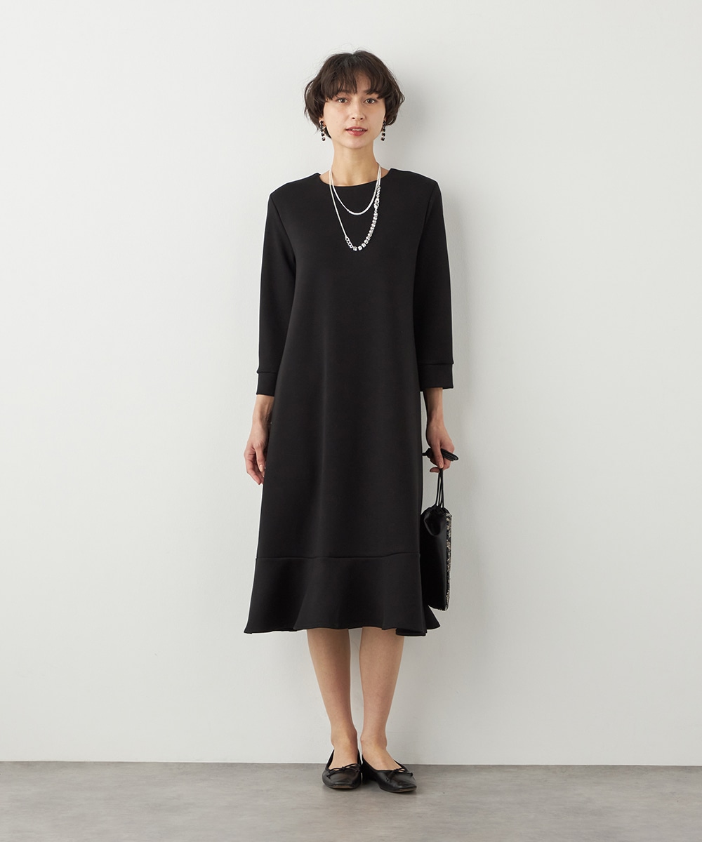 フリル切り替えサックワンピース