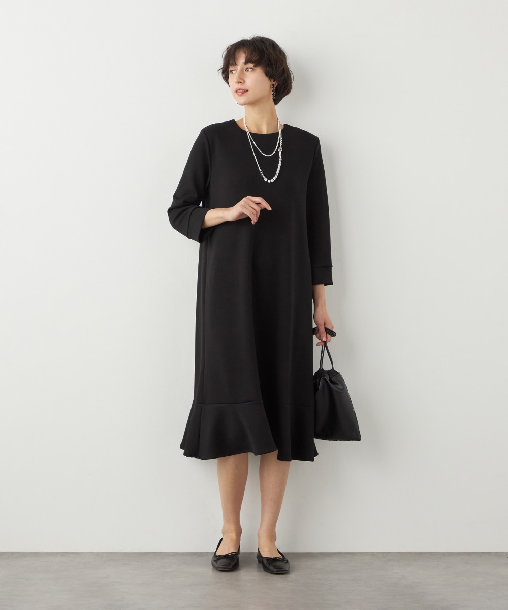 フリル切り替えサックワンピース