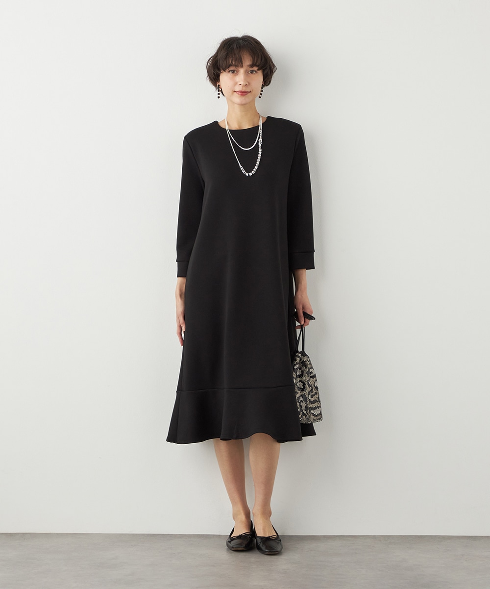 フリル切り替えサックワンピース