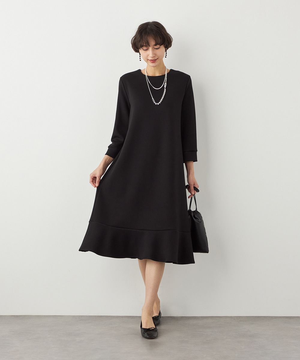 フリル切り替えサックワンピース