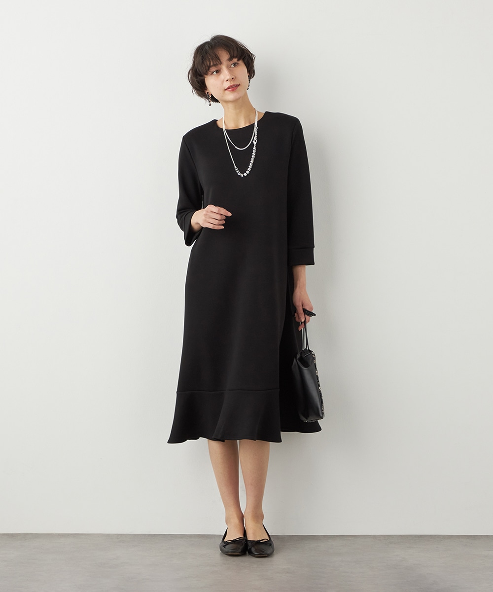 フリル切り替えサックワンピース