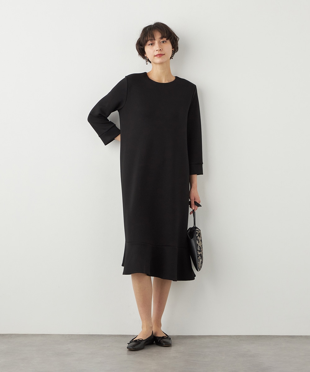 フリル切り替えサックワンピース
