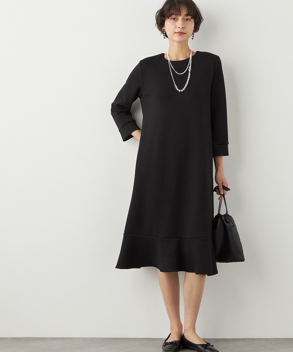 フリル切り替えサックワンピース