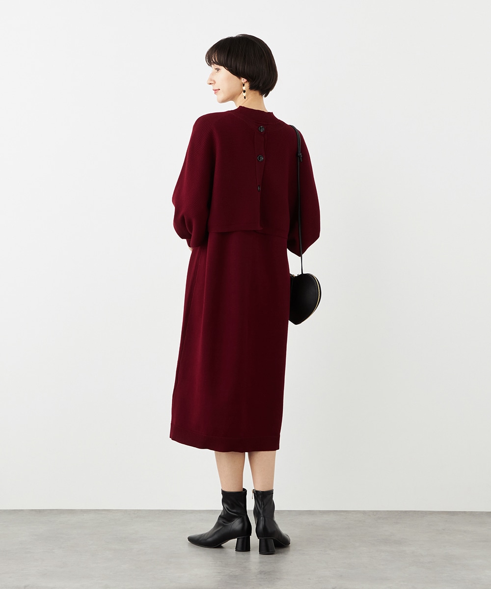 カーディガン付きニットワンピース
