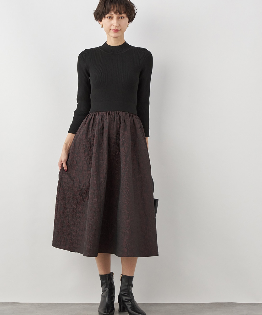 フラワージャカードドッキングワンピース