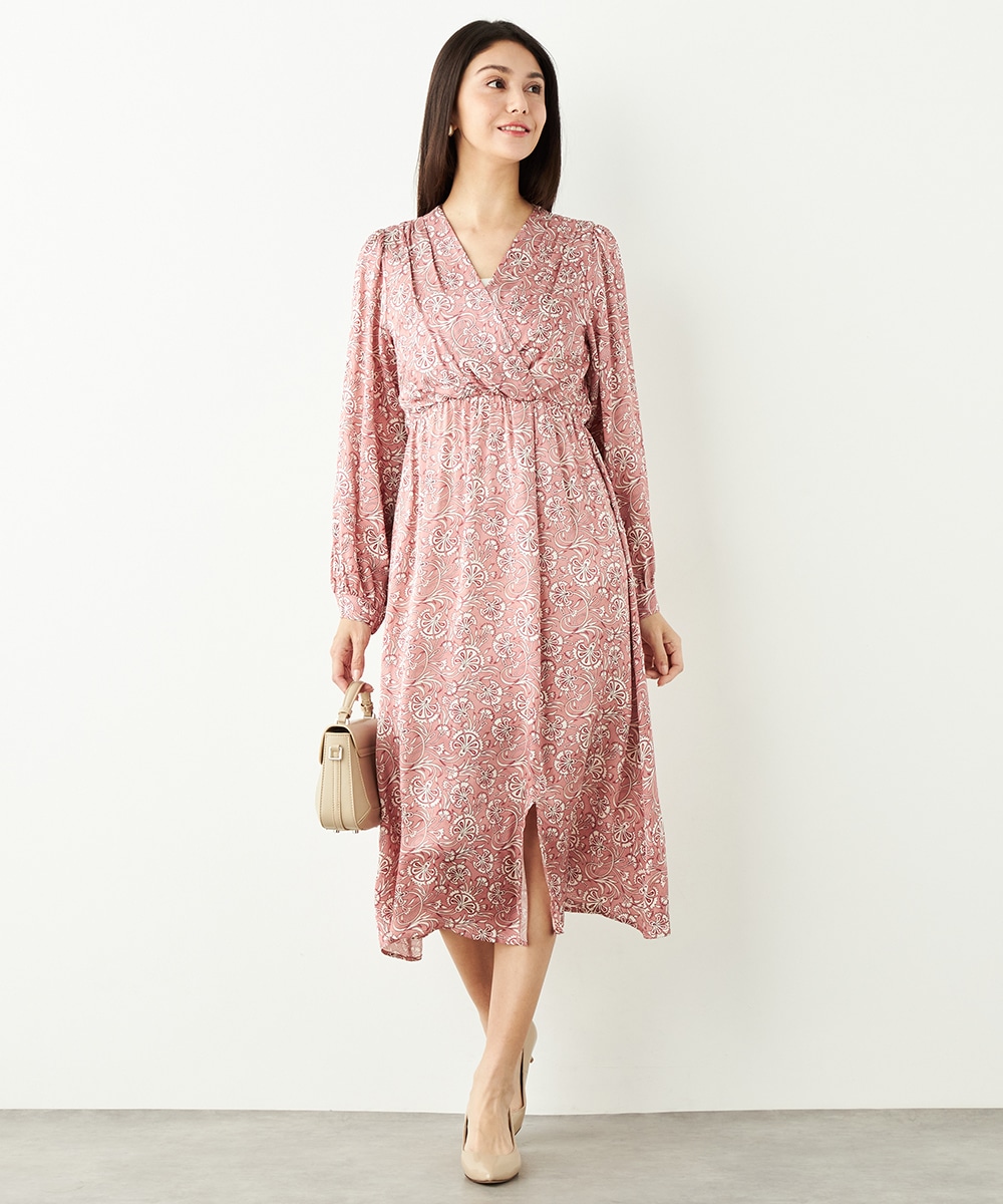 ボタニカルプリントワンピース