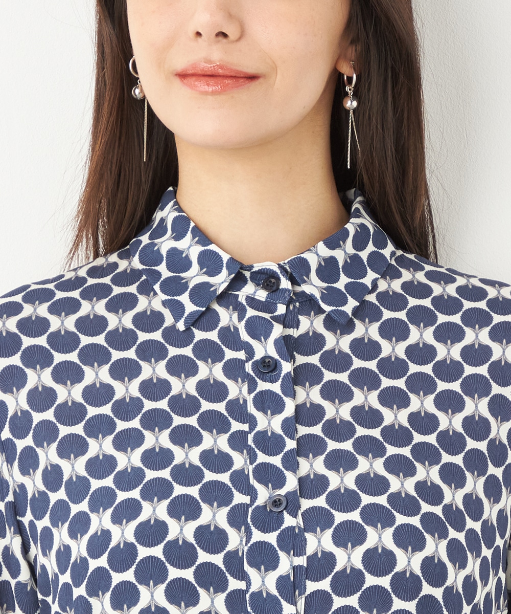 シェルプリントシャツワンピース