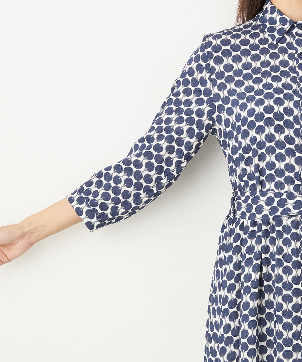 シェルプリントシャツワンピース