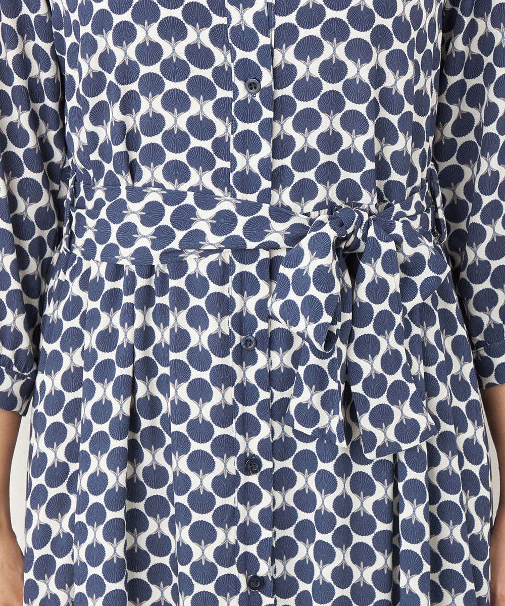 シェルプリントシャツワンピース