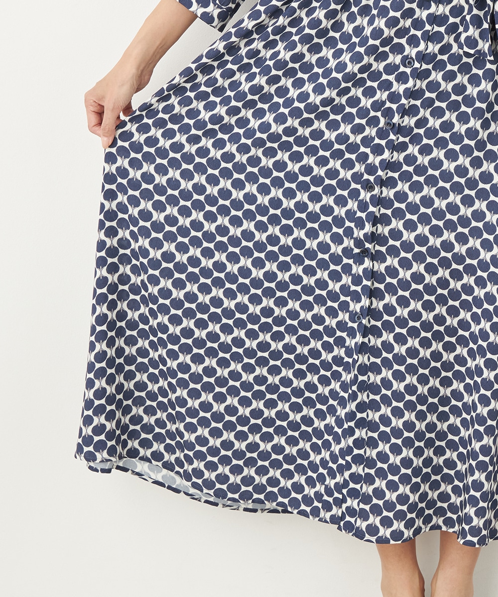 シェルプリントシャツワンピース