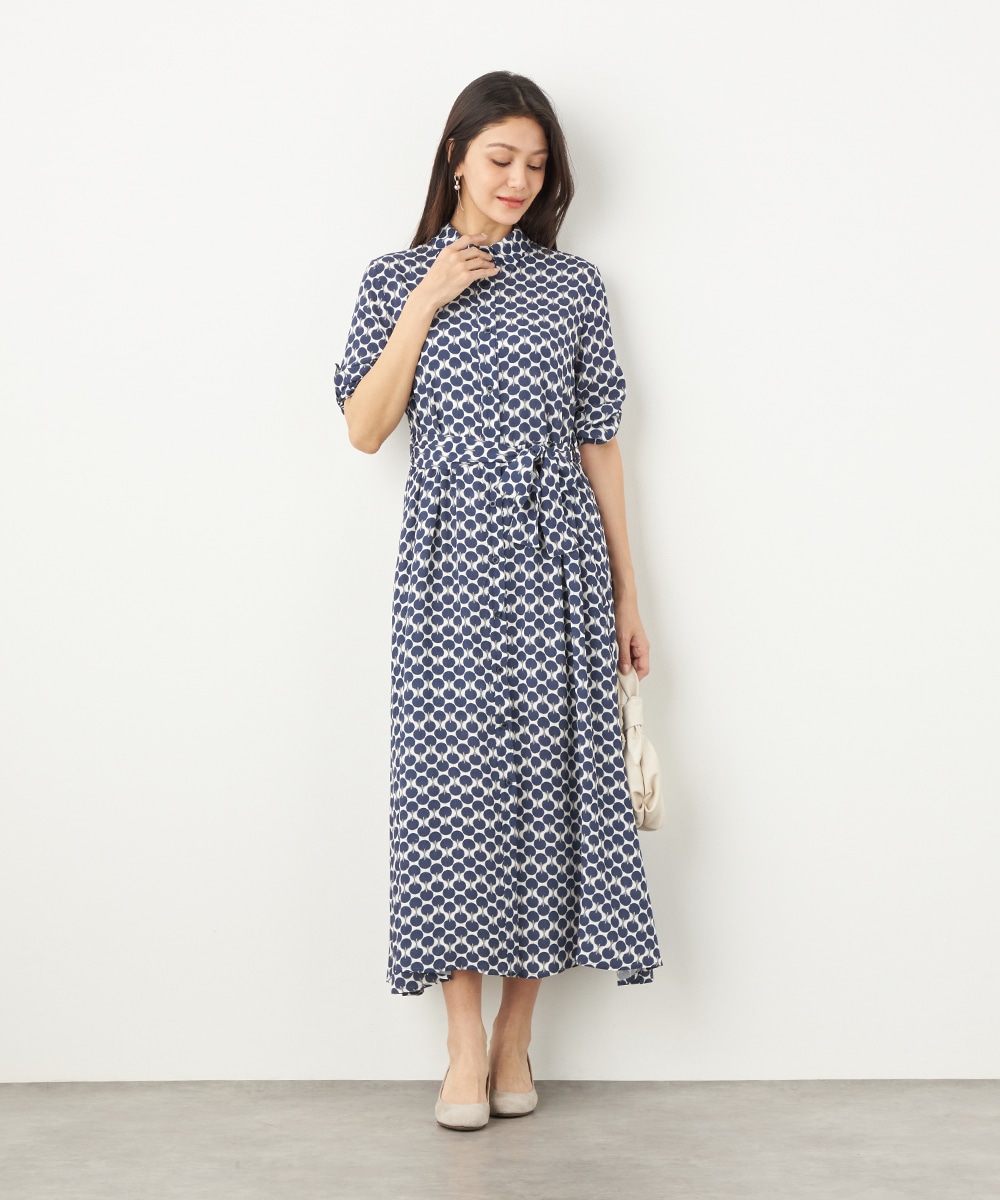 シェルプリントシャツワンピース