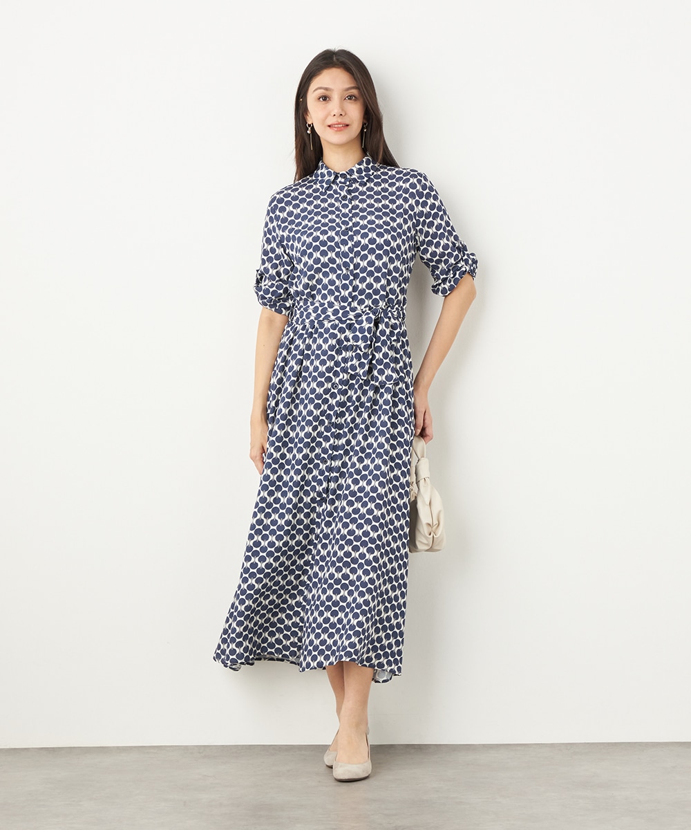 シェルプリントシャツワンピース