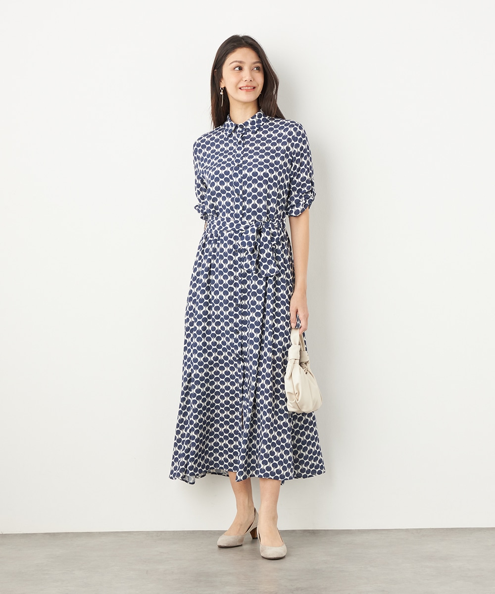 シェルプリントシャツワンピース