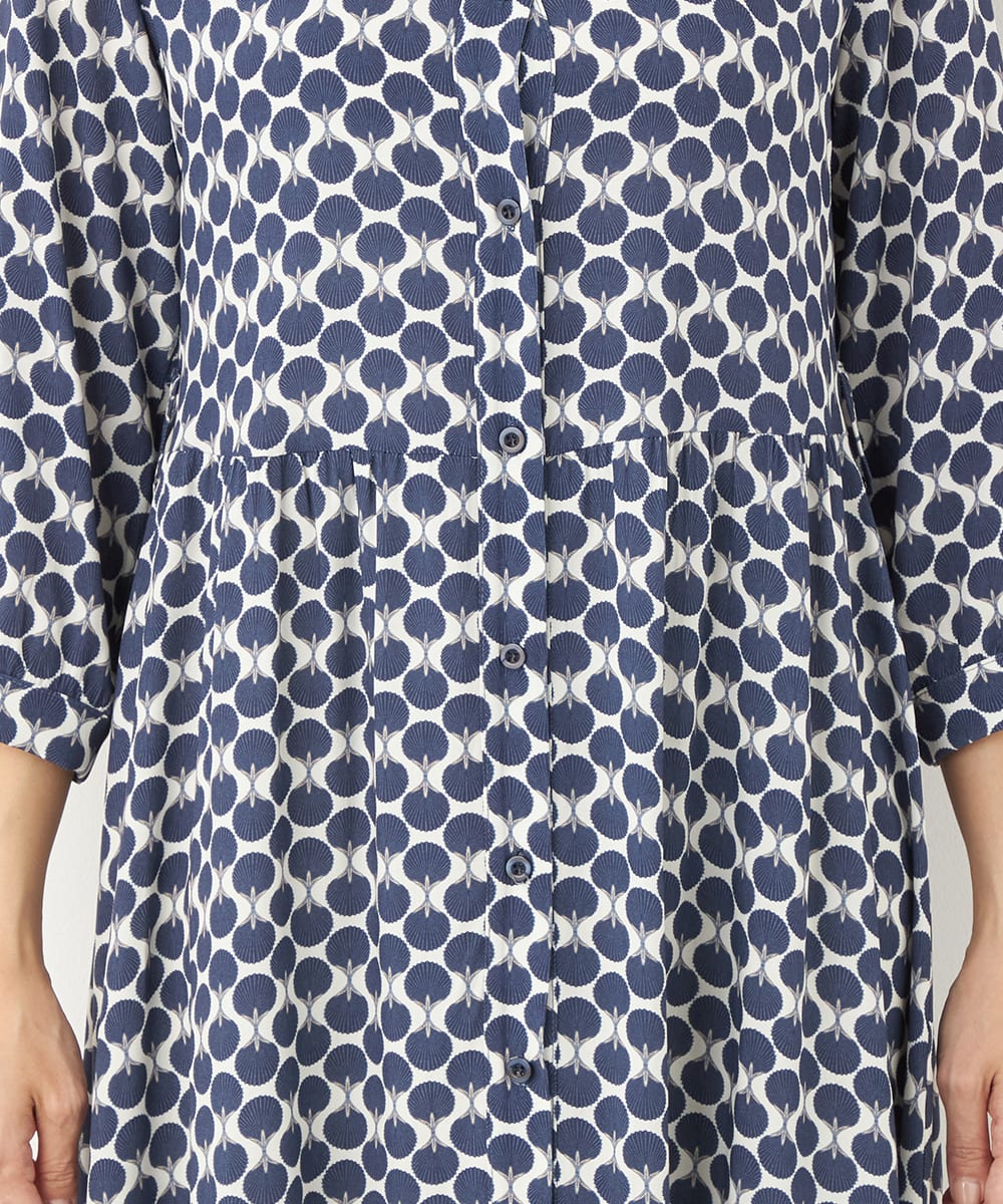 シェルプリントシャツワンピース