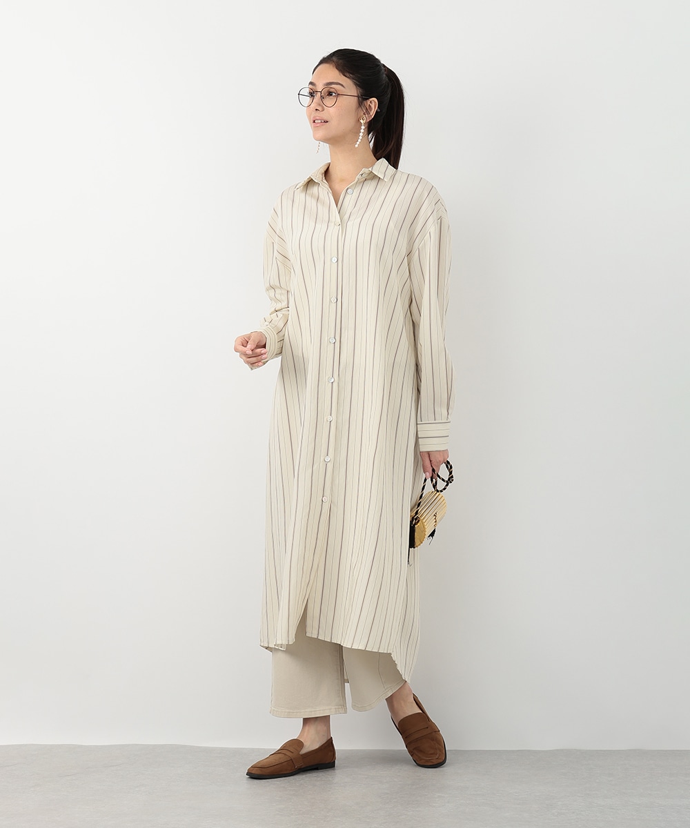 ストライプシャツワンピース